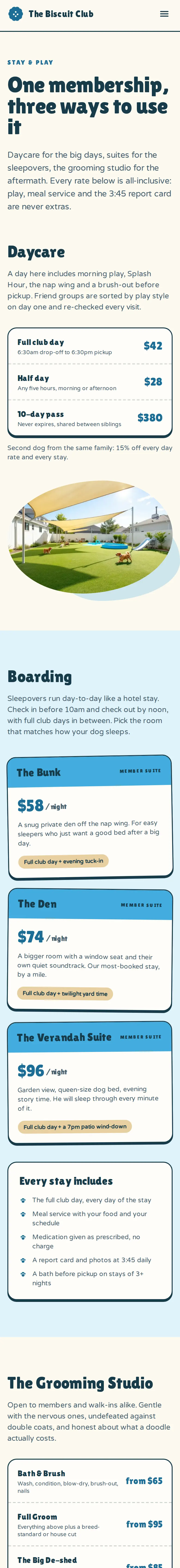 The Biscuit Club, the Stay & Play page