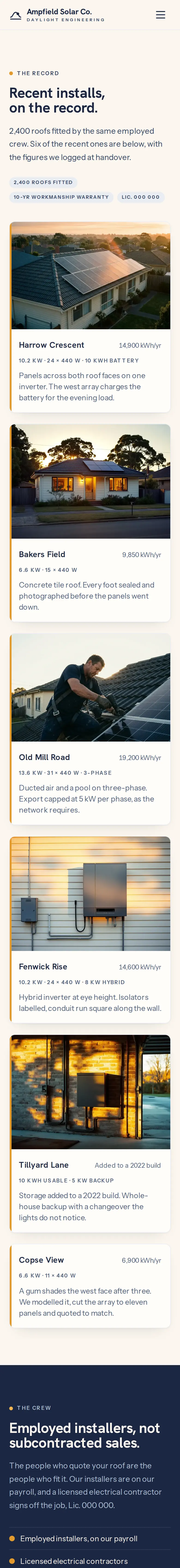 Ampfield Solar Co., the Our Work page
