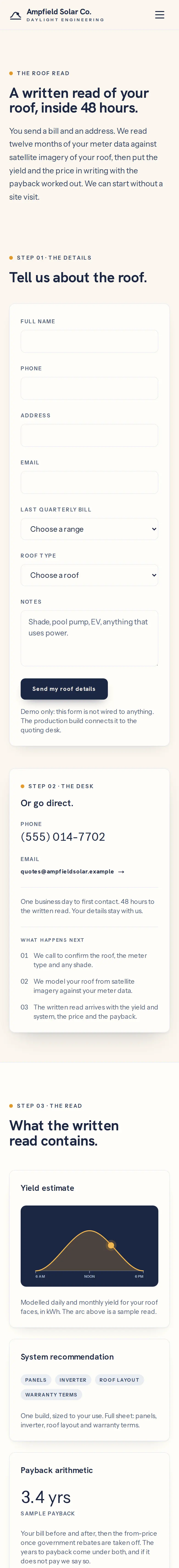Ampfield Solar Co., the Quote page