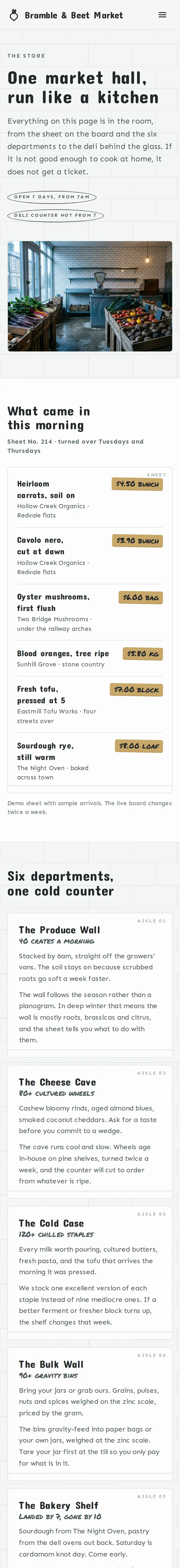 Bramble & Beet Market, the The Store page