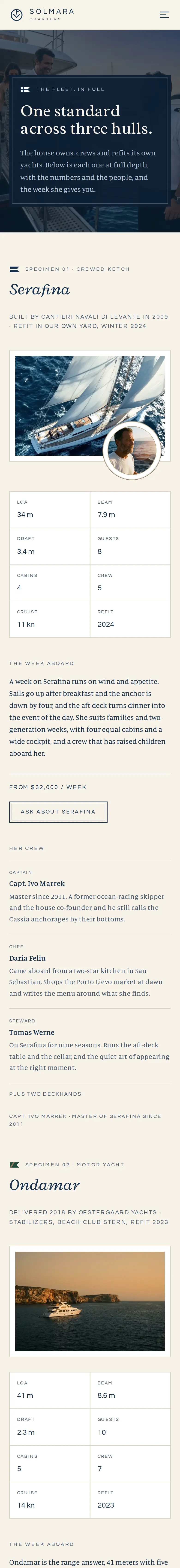 Solmara Charters, the The Fleet page