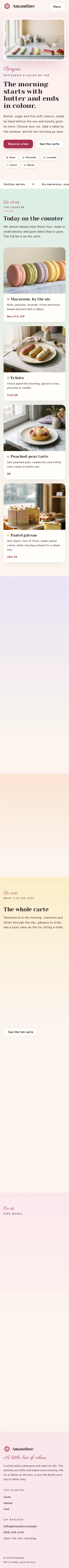 Amandine, a section of the home page