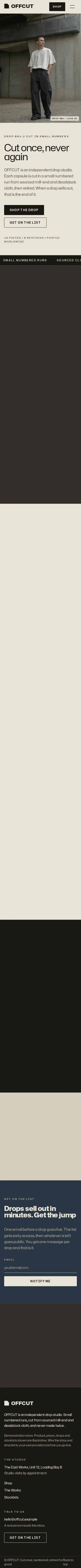 Offcut, a section of the home page